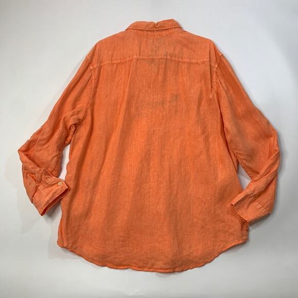 Margaritaville Shirt Mens XL Extra Large Carrot Orange Long Tab Sleeve Button Up - Picture 7 of 10